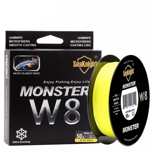 Seaknight 500M MONSTER/MANSTER W8 Braided Fishing Line 8 Strands Japan PE Fishing Line Multifilament Braided Line 20 -100LB