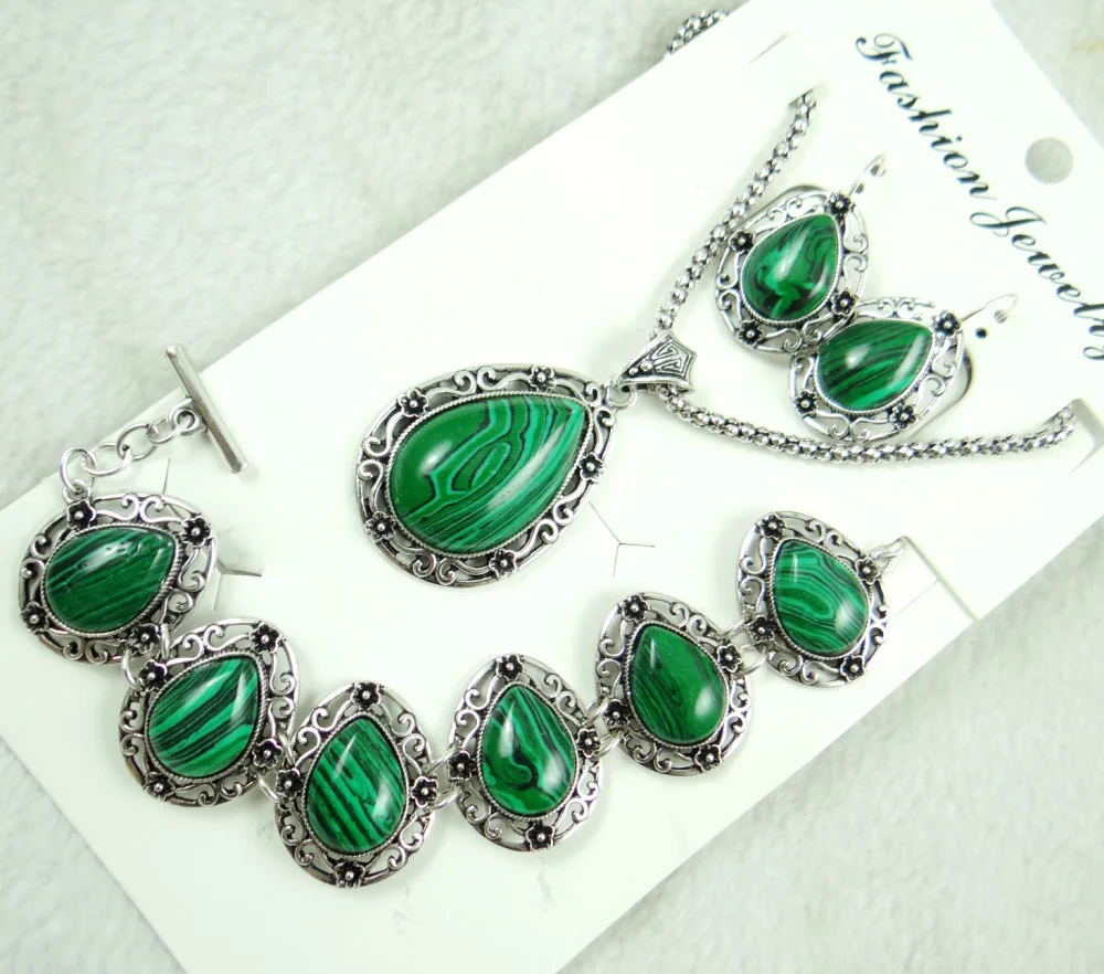 Модные популярные красивые ювелирные изделия ручной работы из малахата ожерелье