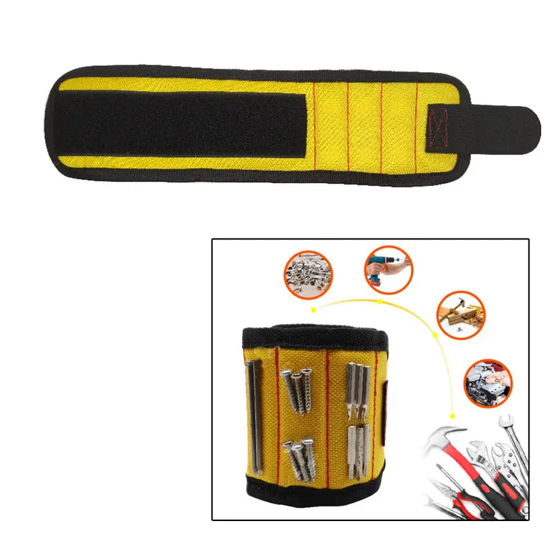 3 magnets yellow Urijk магнитный браслет для хранения, набор инструментов, магнитный Набор, портативный инструмент, 3/5 магнитов, винты, гвозди, сверла, электрик, сумка - Цвет: 3 magnets yellow