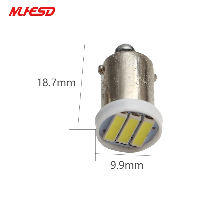 100 шт. BA9S светодиодный 3 SMD 7020 3SMD 7014 T4W 1895 холодный белый Клин лампочки Купол Чтение