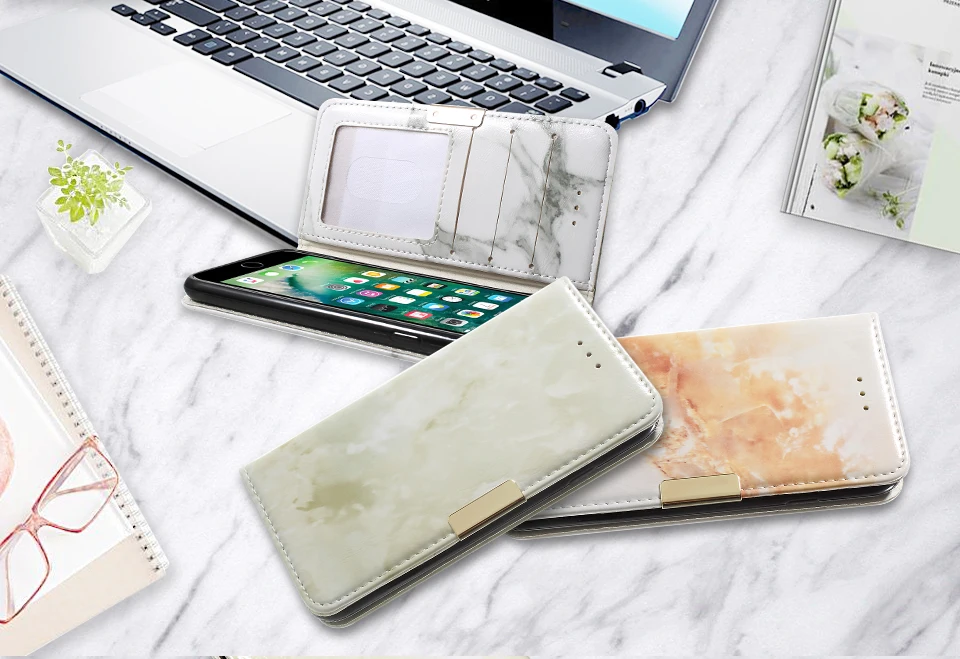 DULCII для iPhone 7 8 плюс iPhone8 чехол телефона Мрамор текстуры Бумажник PU кожаный Apple Plus