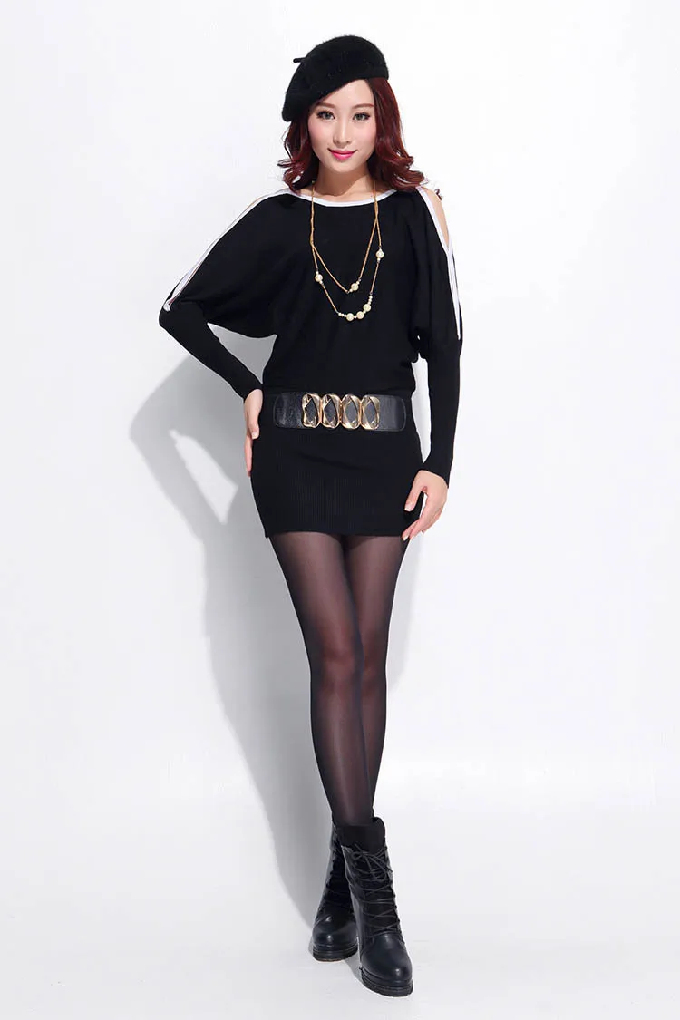 Ремень! 2015 новая зимняя одежда форме крыла летучей мыши рукав свитер платье