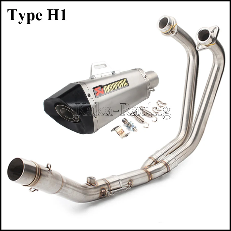 Type H1 MT-03 MT03 мотоцикл Akrapovic глушитель выхлопной трубы полная система скольжения Передняя средняя труба для Yamaha R3 YZF R25 - Цвет: Type H1
