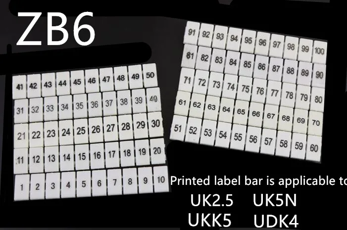 10 шт. огнестойкий UK2.5B UK5N UDK4 UKK5 клеммной колодки цифровой знак номер трубки ZB6