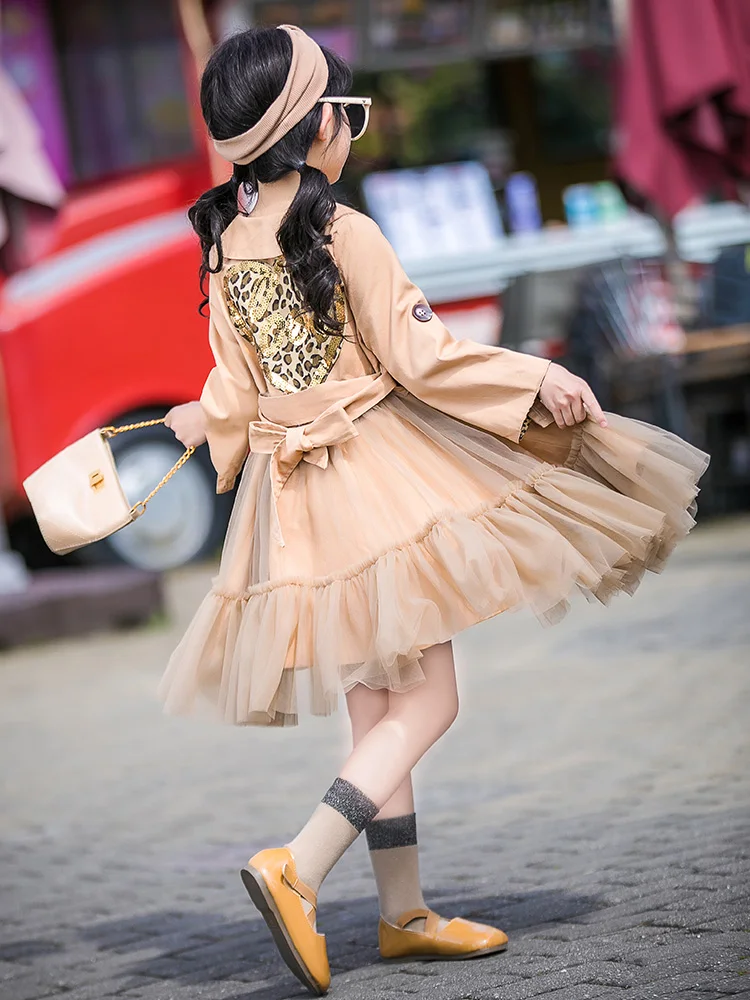 2019 Тренч для девочек Весенняя Новая модная Длинная ветровка подростков куртка 6 7