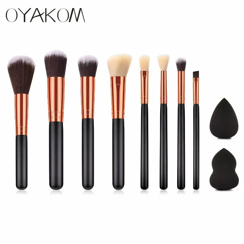 8pcs style 1 OYAKOM набор кистей для макияжа Косметическая кисть-карандаш Maquiagem мягкие синтетические волосы Румяна Тени для век Кисть для макияжа с кожаным чехлом - Handle Color: 8pcs style 1