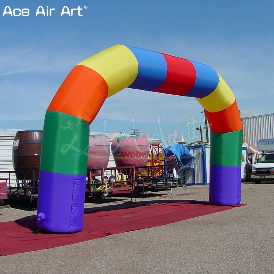 

6m W Rainbow Advertising Inflatable Archway Decoration Gate Pop Up Start Finish Line Arch for Event Display