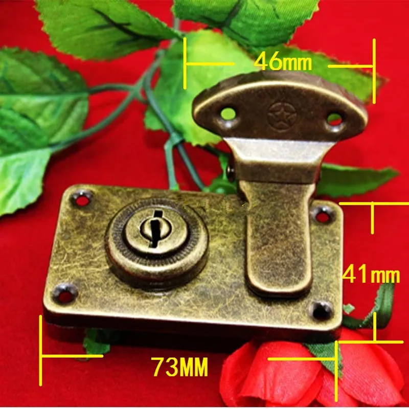 Бронзовый замок для сумки прямоугольный ящика стиль ретро в старинном стиле 73*41
