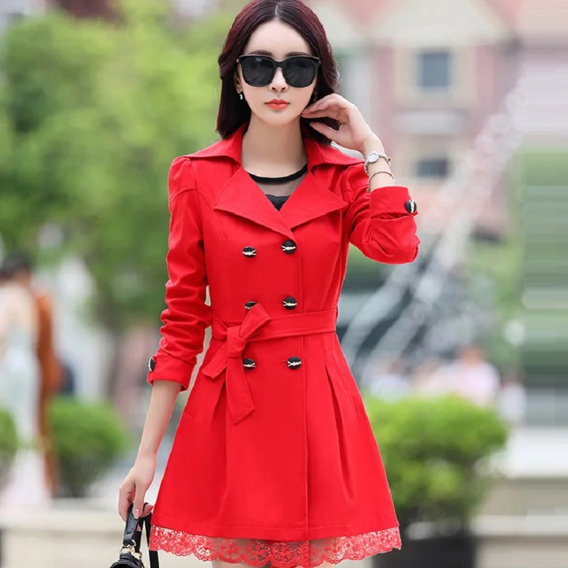 autumn/spring women's clothing coat outerwear jacket european slim lace design M-3xl size 8 color | Женская одежда