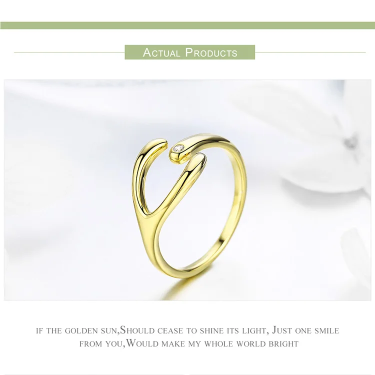 WOSTU, простой дизайн, золотой цвет, минималистичные кольца, 925 пробы, серебро, регулируемое кольцо для женщин, Свадебные Роскошные ювелирные изделия CTR031