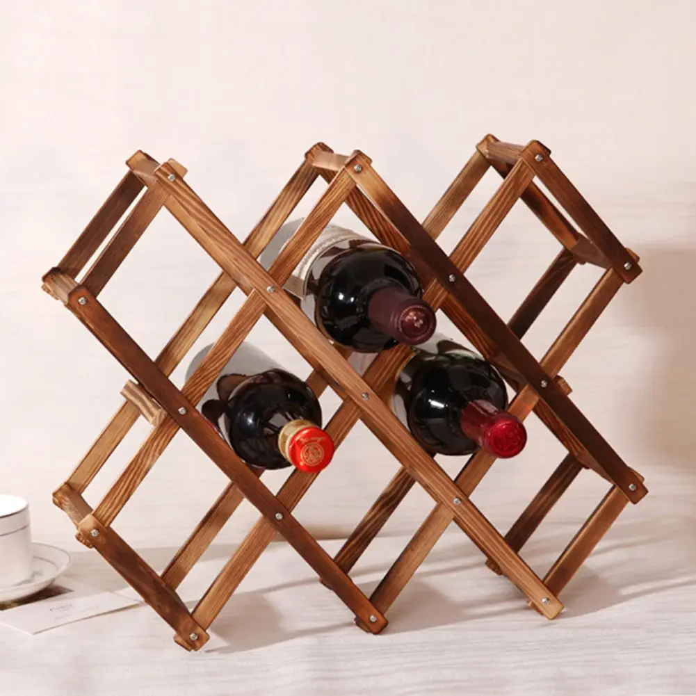 Wooden Red Wine Rack 10 Bottle Holder Mount Bar Display Shelf Folding Wood Alcohol Neer Care Drink Holders | Дом и сад