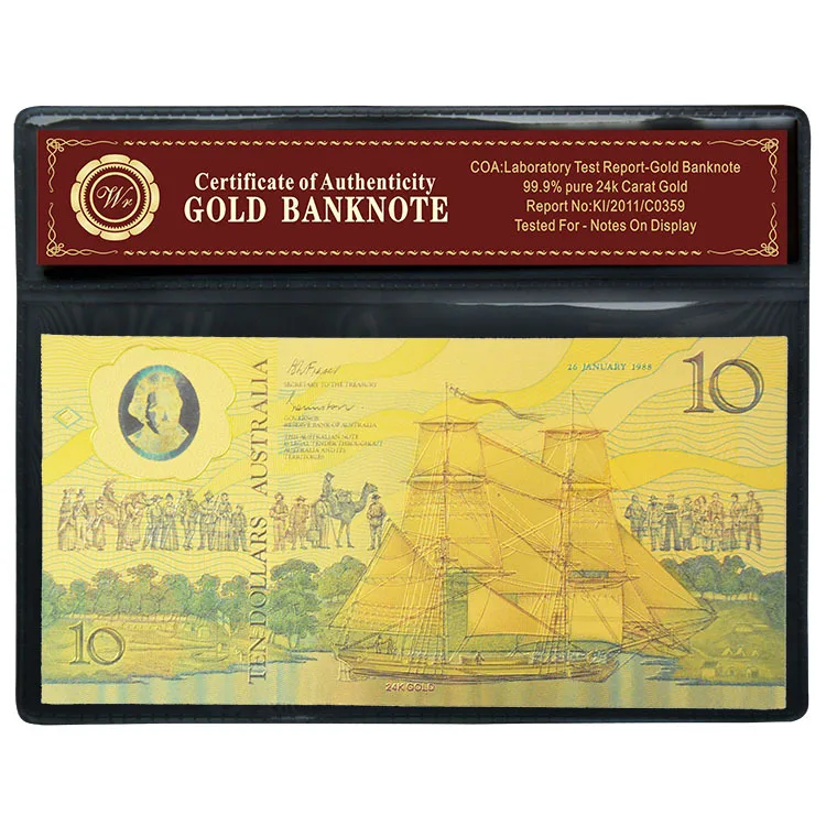 Новейшая версия австралийской бумажной банкноты с пластиковым держателем в