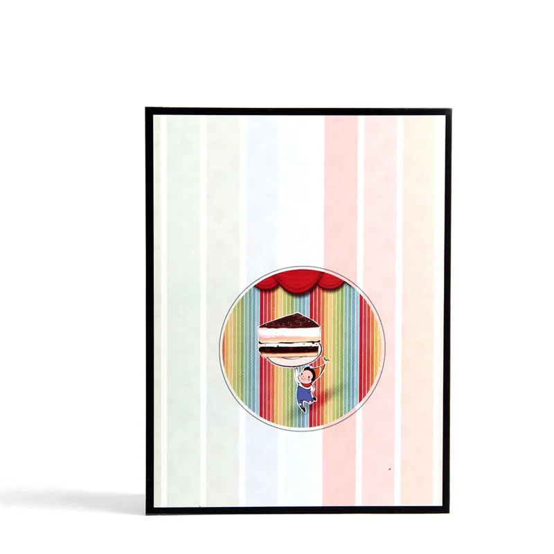 3D лазерная вырезка Красочная обложка в форме торта бумажные поздравительные