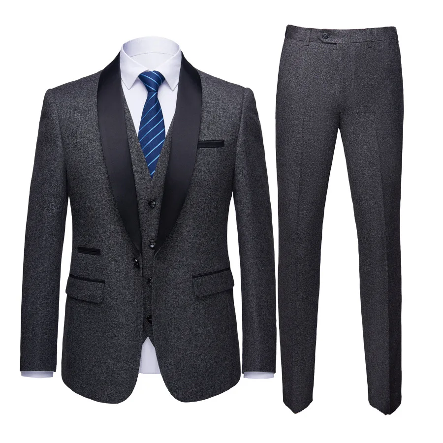 

Costum Homme Mariage 3pieces Single Breasted Two Buttron Slim Suit Groom Dress Jacket Vest & Pants