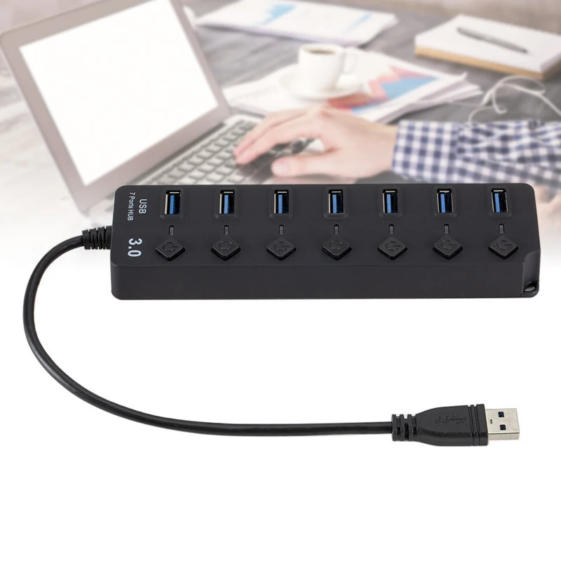 USB 3 0 7 портов концентратор с кнопочным переключателем для передачи данных