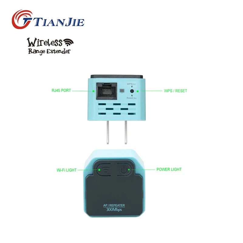 TIANJIE Беспроводная розетка Wi-Fi ретранслятор 300 Мбит/с домашний усилитель 802.11N/B/G