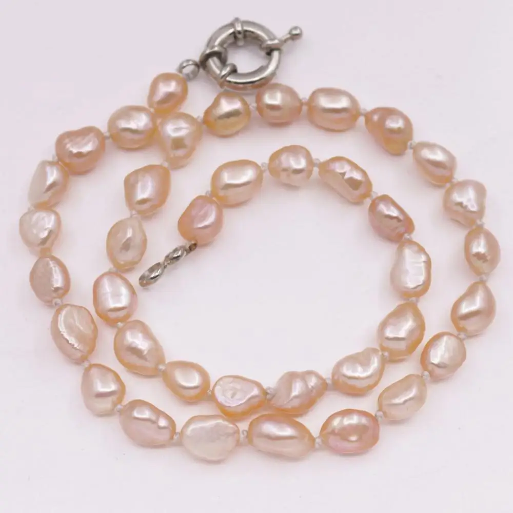 

8X10mm Freeform Pearl Necklace Handmade 17" Choose White Pink Purple Gray Orange
