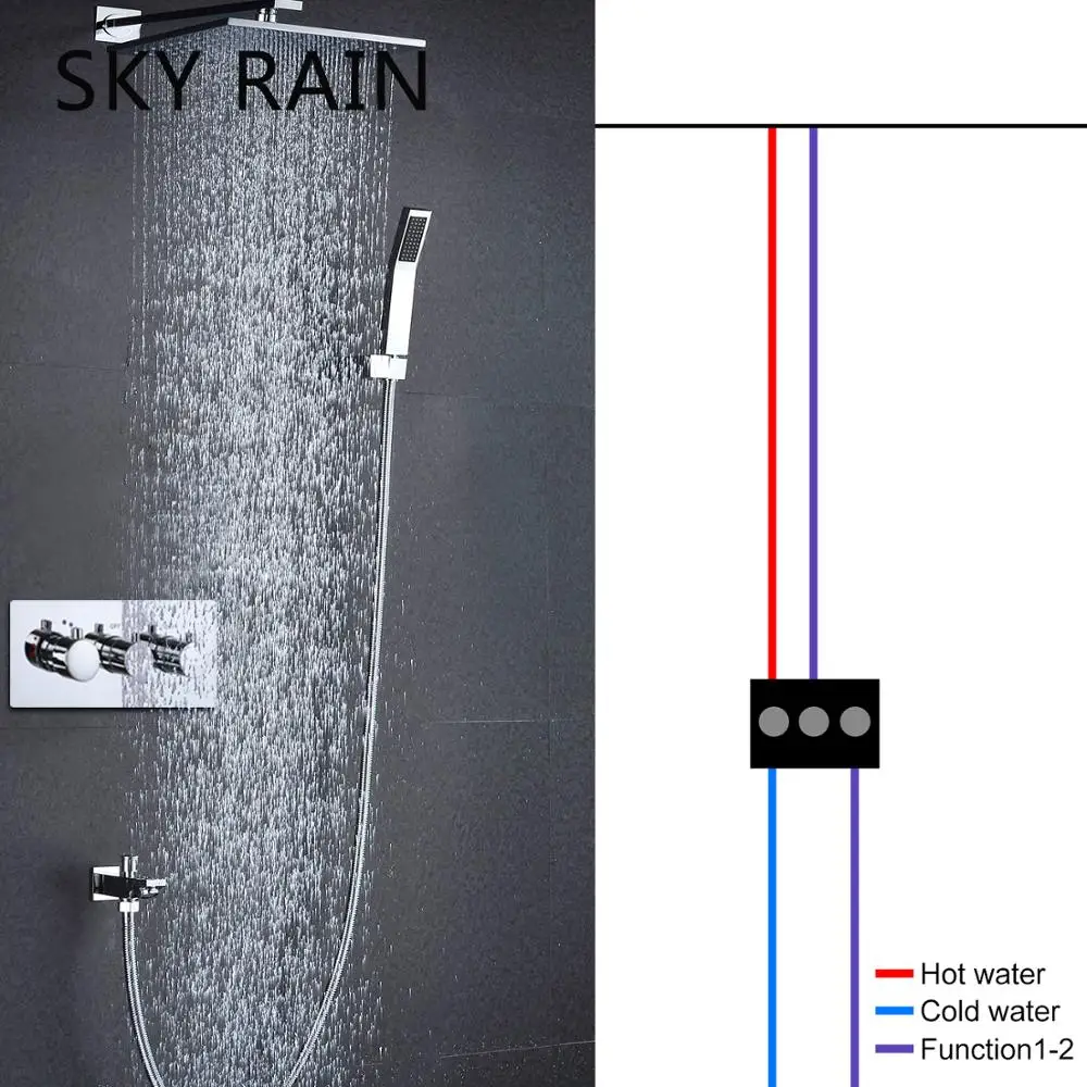 SKY RAIN латунный тройной смеситель с круглой ручкой 2 функции