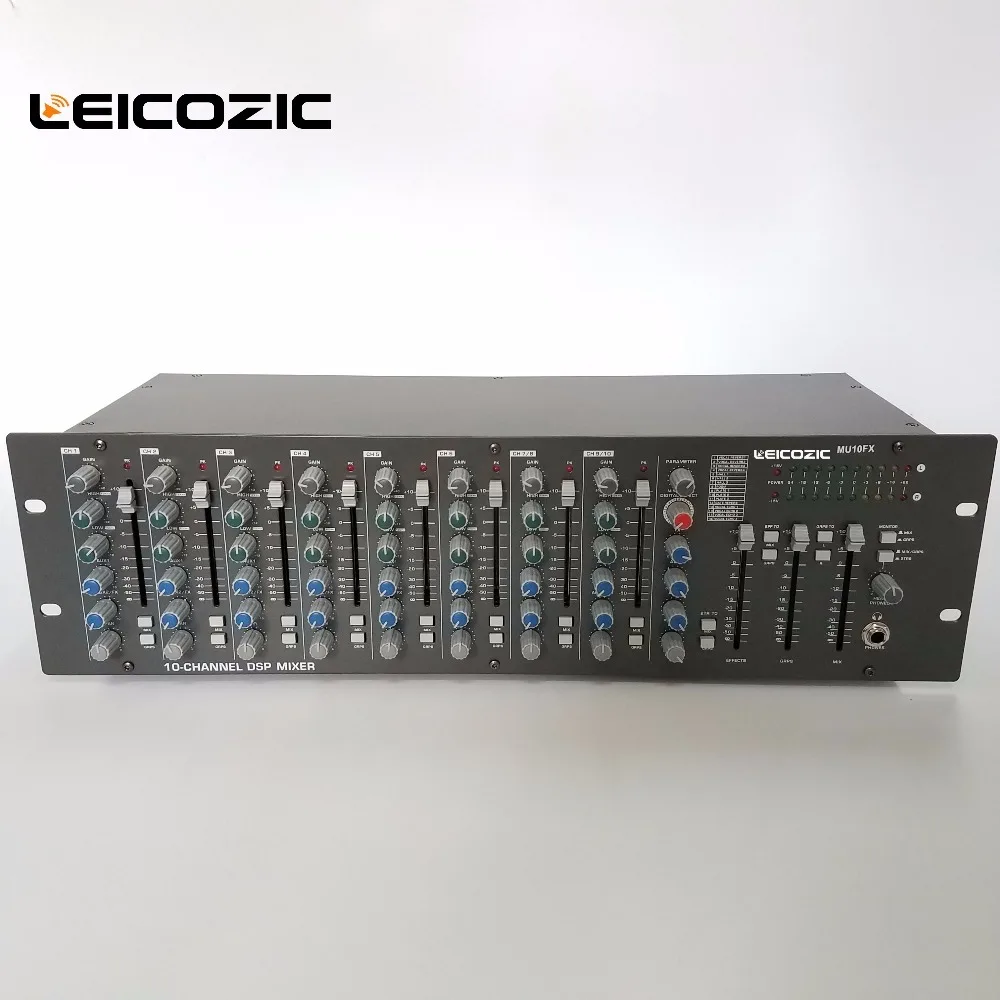 Профессиональный миксер Leicozic 10 канальный DSP MU10FX на стойке 16 эффектов pro аудио