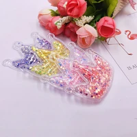 12pcslot 5 54 2cm crown transparent bling bling star flowing patches appliques for children clip and diy hair clip accessories