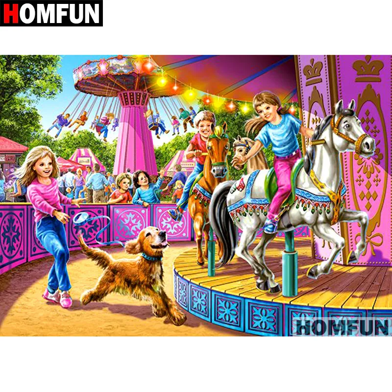 

HOMFUN Full Square/Round Drill 5D DIY Diamond Painting "amusement park" Embroidery Cross Stitch 5D Home Decor Gift A07292