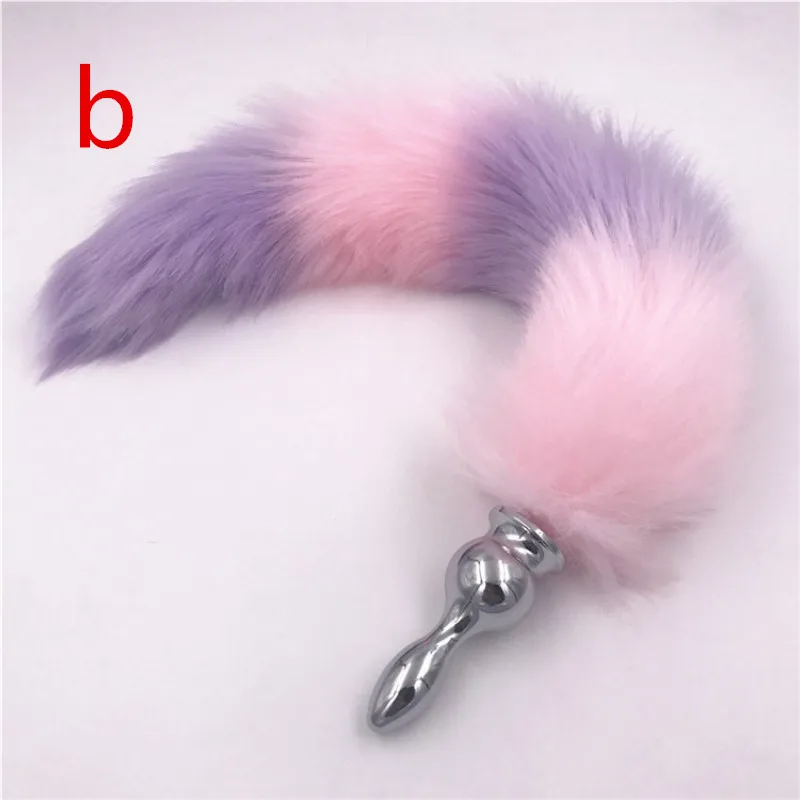 Anal Plug Fox Tail Stainless Steel Butt Plugs Pink Purple Plush Adult Products Dilator Sex Toys for Men Women H8-108F | Красота и