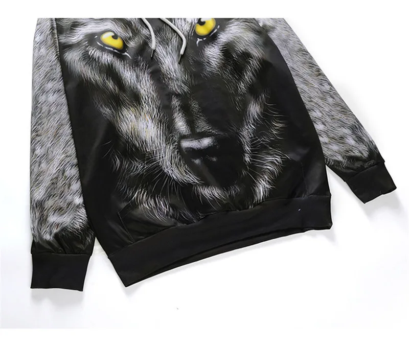 

3D Wolf Printing Hoodies Sweatshirts Men Hooded Hoodie Long Sleeve Homme Capuche Boys Hip Hop Clothing Sweatshirt Streetwear