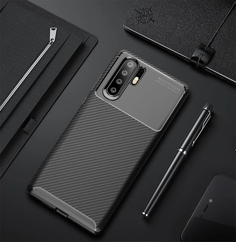 Роскошный чехол для Huawei P30 Pro мягкий силиконовый защитный из углеродного волокна