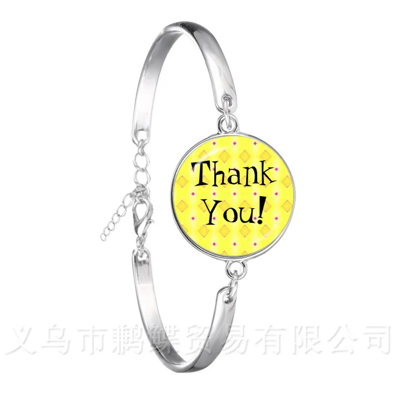 

2018 New Thanks Teacher Bracelet 18mm Glass Cabochon Merci Maitresse Glass Dome Jewlery Bangle For Women Gratitude Gift