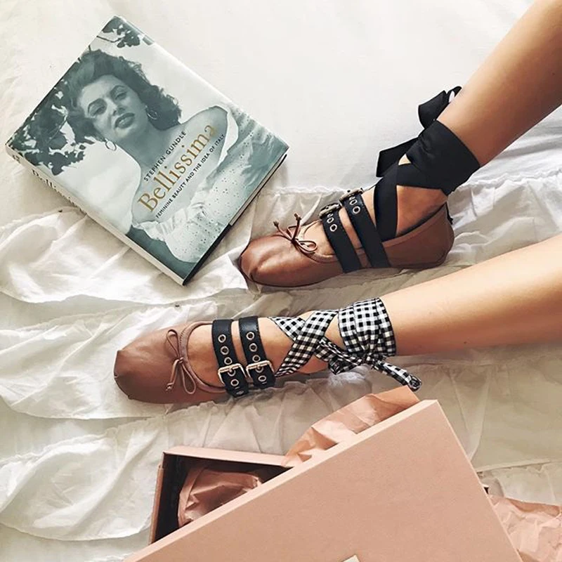 Женские кожаные балетки Teahoo мягкие Повседневные с бантами на плоской подошве