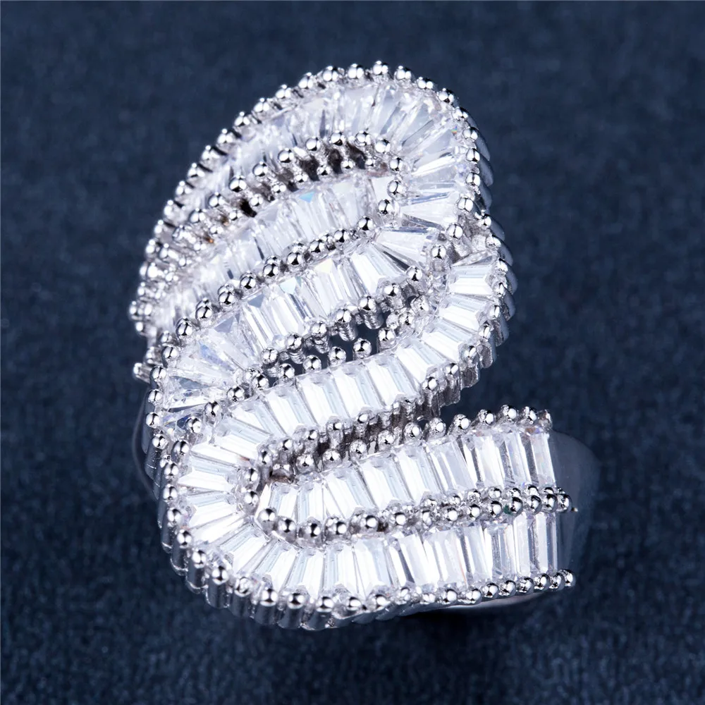HUITAN Hyperbole модное кольцо с серебряным покрытием инкрустированное фианитом