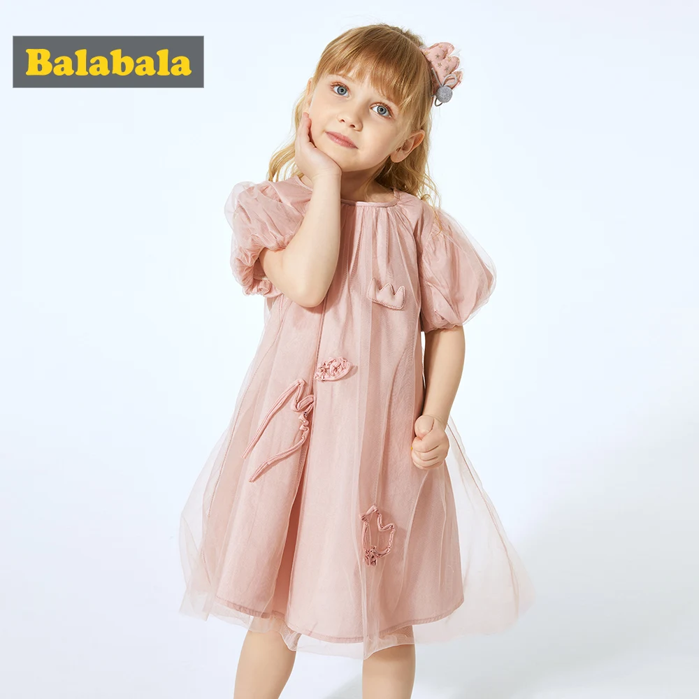 BalabalaPrincess Applique Dresses Baby Girls Clothing Summer Cotton Girl Party School Children frock tutu dress girl | Детская одежда и