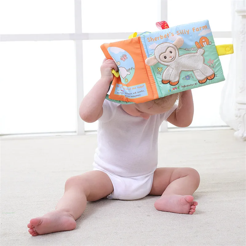 Animal embroidery Baby Rattle Toy Soft Cloth Book Mobile Quiet Newborn Educational book | Игрушки и хобби