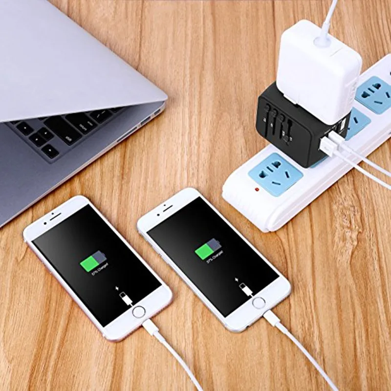 Дорожный адаптер LONGET универсальный для путешествий с 3 usb портами по всему миру