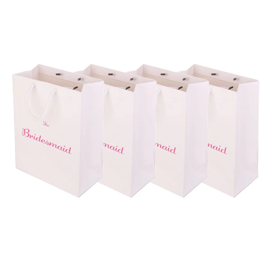 Pack of 4 The Bridesmaid Printed Paper Favour Gift Bag with Handle Festive Party Supplies | Дом и сад