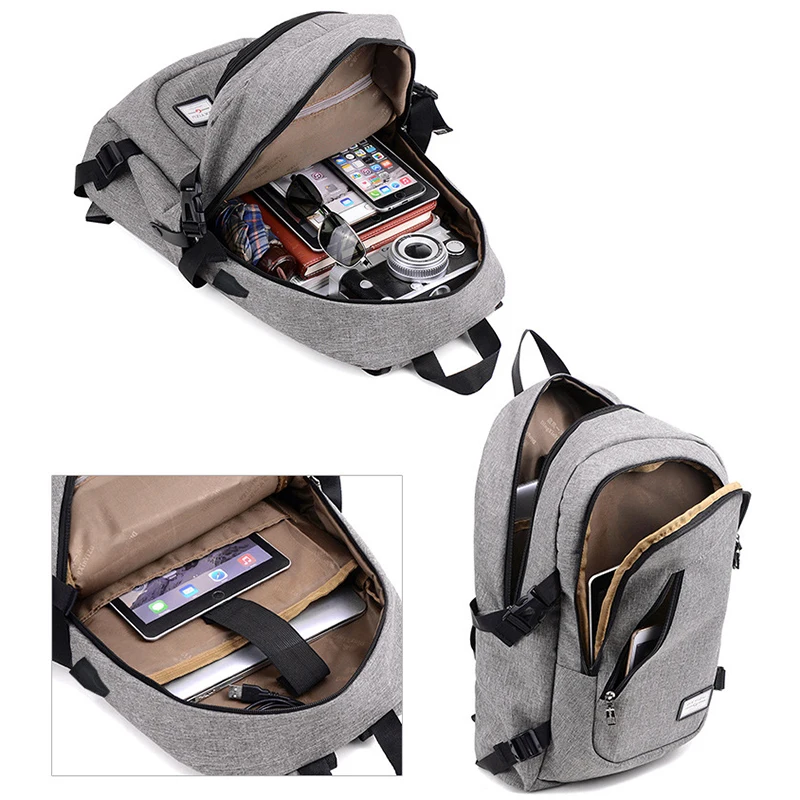 

1 Pcs Men Polyester Big School Book Backpack for Teenager (USB Charge Interface)