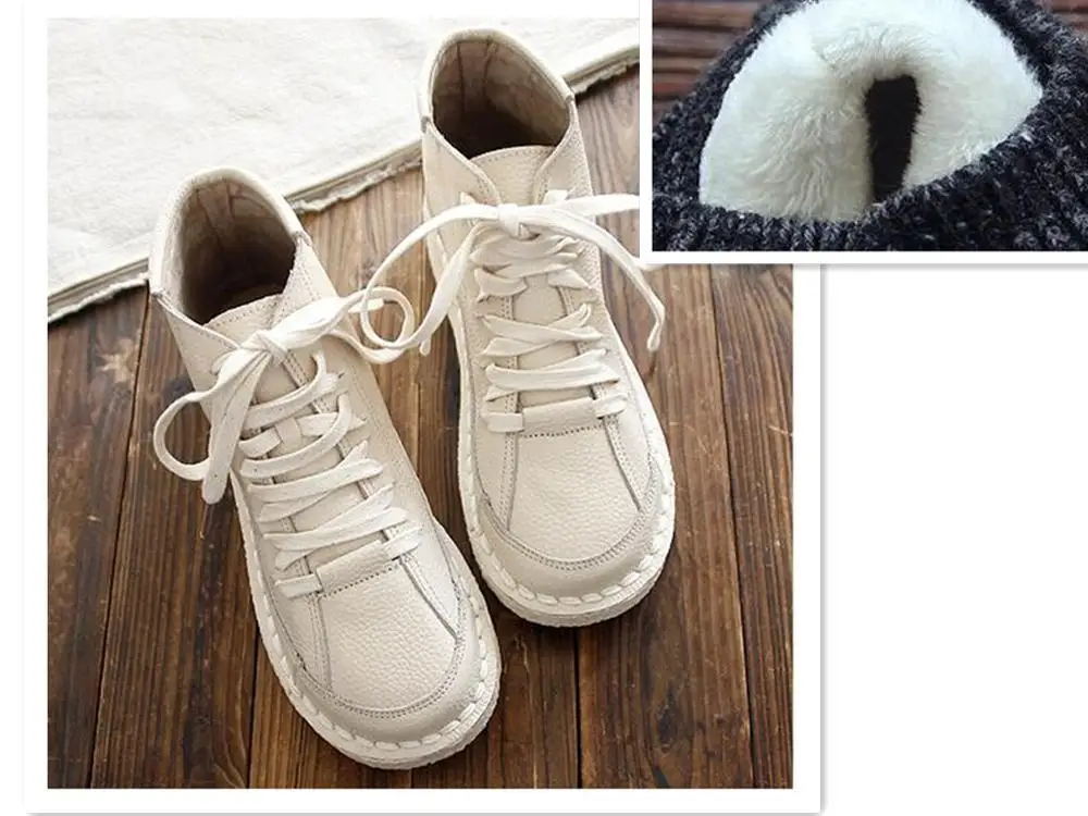 Beige thick velvet Careaymade/Лидер продаж; Новинка; ручной работы; Верхний слой из натуральной кожи; Прошитые бархатные женские Ботинки martin - Цвет: Beige thick velvet