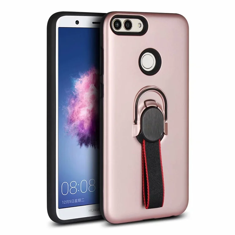 Pink Чехол для huawei P, умный чехол, кольцо на палец, подставка, магнит, ремешок на руку, мягкий чехол для huawei P, умный FIG-LX1 чехол, 5,65 дюймов, kimTHmall - Цвет: Pink