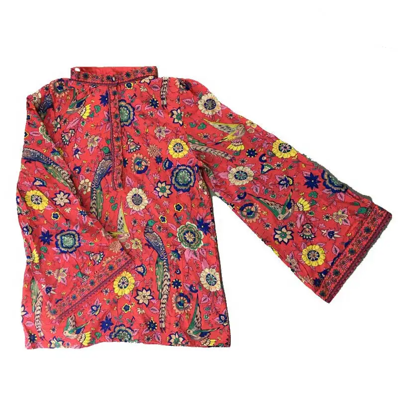 Женская пляжная блуза с длинным рукавом v образным вырезом и пуговицами на