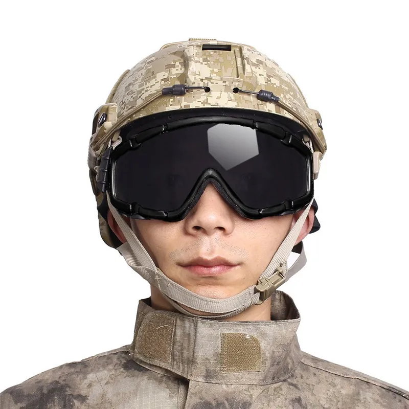 FMA Helmet Goggles Airsoft Tactical Ballistic Anti Fog for Ski Bike Safety Glasses on Helmets with Side Rails 2 Lenses|glasses airsoft|ballistic