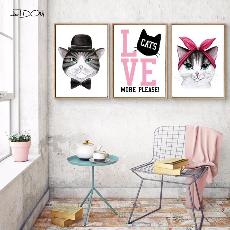 Artdom без рамки мультфильм кошка любовь холст живопись сладкий Детская стены