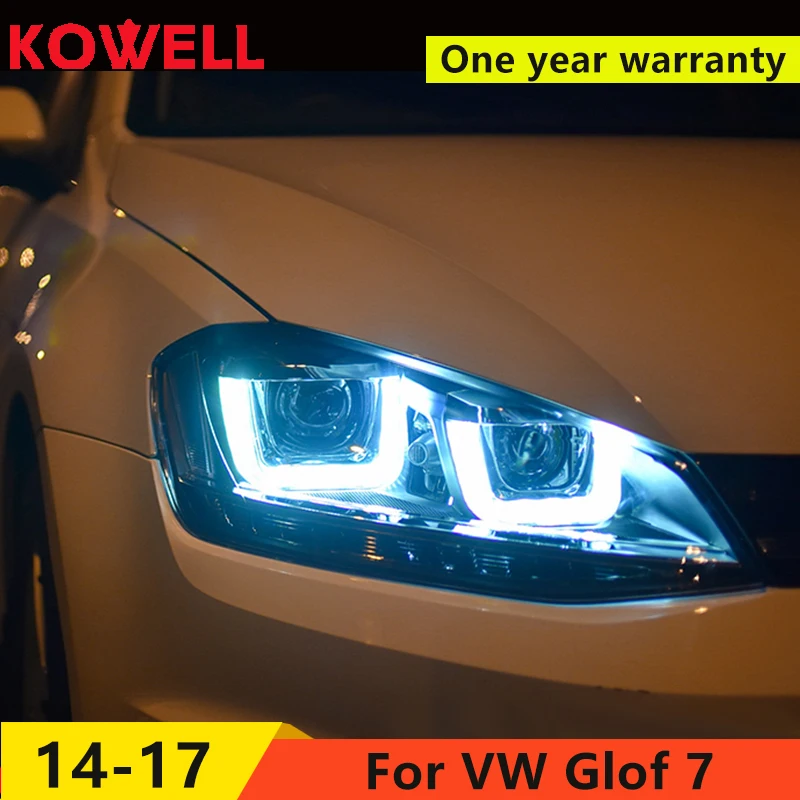 KOWELL автомобильный Стайлинг для VW Golf7 фары для гольфа 7 MK7 светодиодный фонарь DRL Объектив двойной луч H7 HID Xenon bi xenon объектив