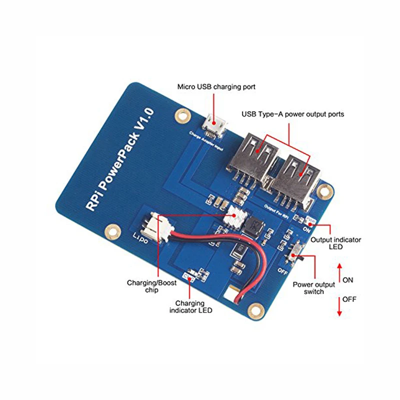 Литиевый аккумулятор Плата расширения питания с переключателем для Raspberry Pi 3 2