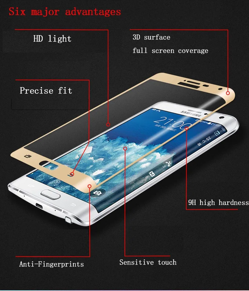 3D изогнутое закаленное стекло для Samsung Galaxy Note Edge Полное покрытие экрана