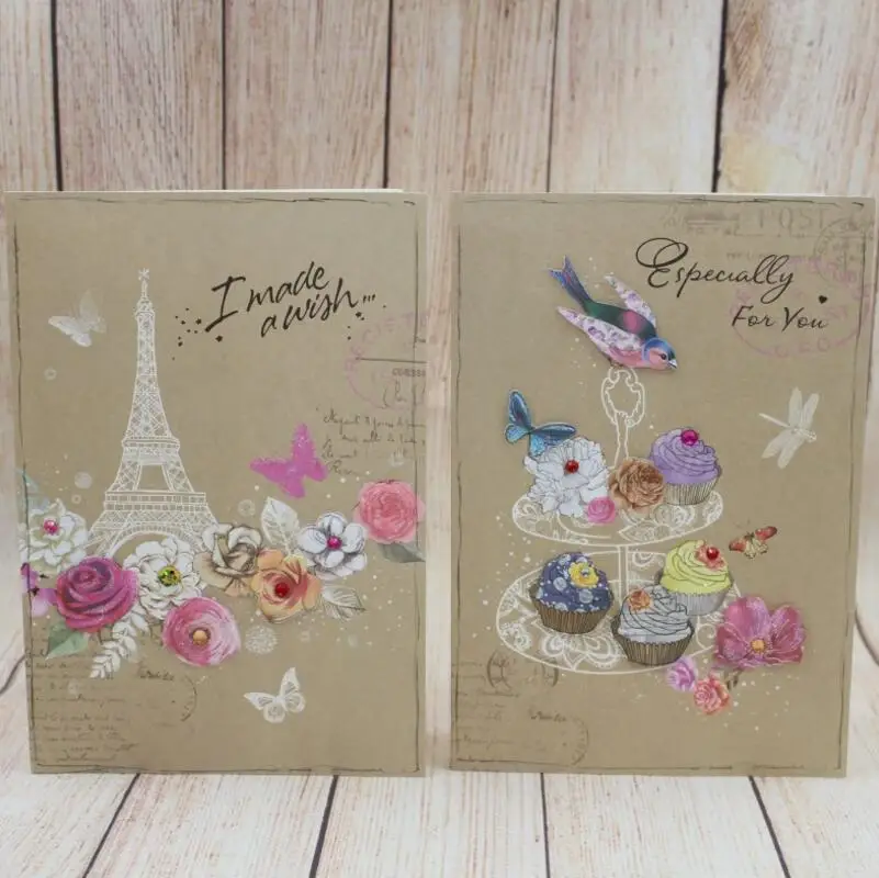 16 шт./лот ностальгические винтажные крафт бумажные карты ручной работы с