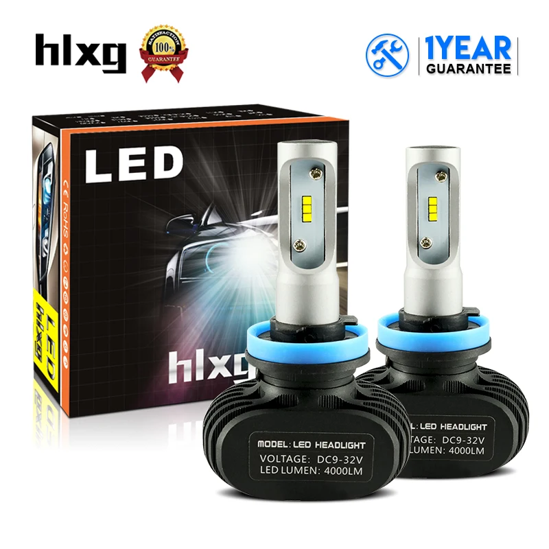 HLXG 2 шт. 8000LM 72 Вт H7 H1 H11 9005 HB3 9006 HB4 H9 led h4 alta y baja автомобильный головной светильник