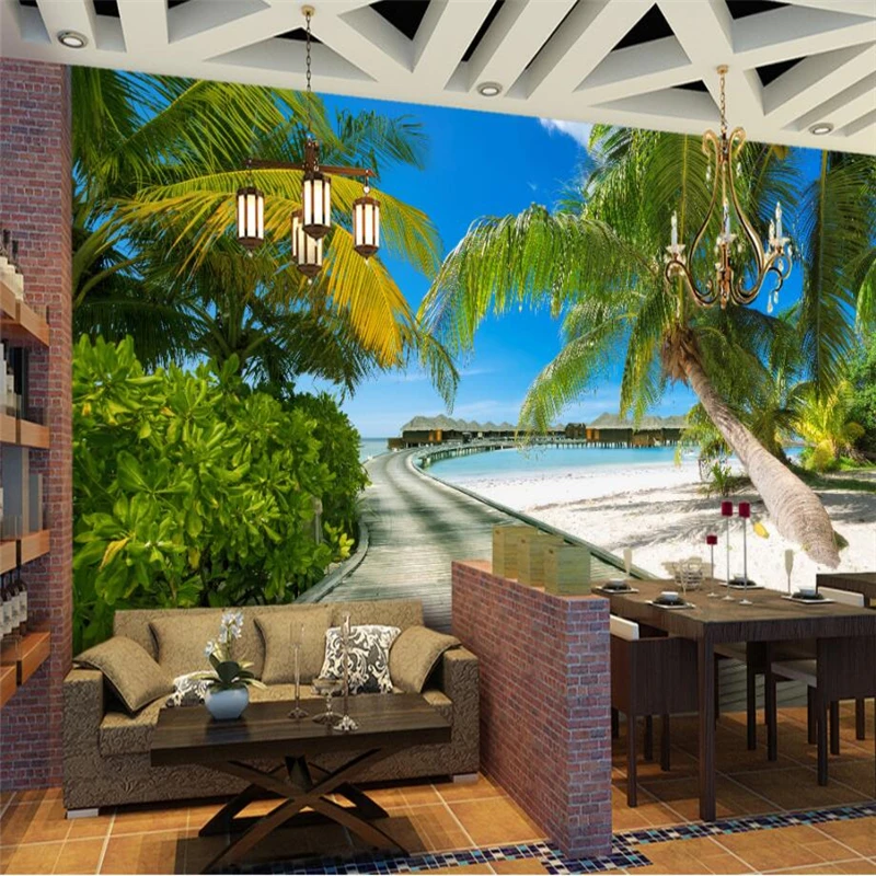 

Обои на заказ, гостиная, спальня, вид на море, Променад, оттенок, дорога, 3d пейзаж, фотообои, домашний декор