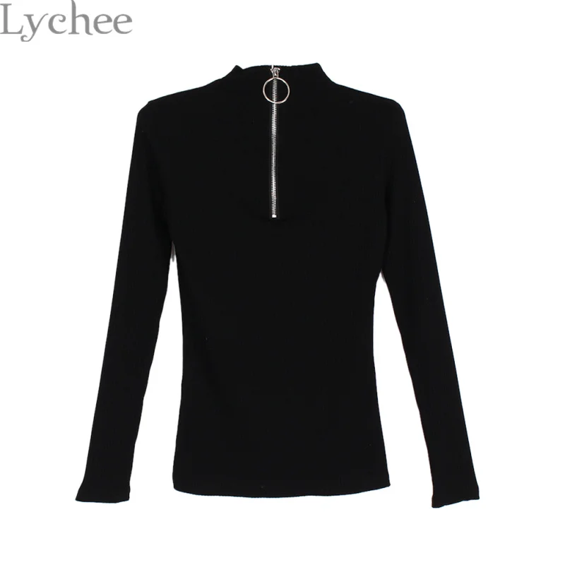 Личи в винтажном стиле Женская вязаная футболка кольцо для женщин на молнии с