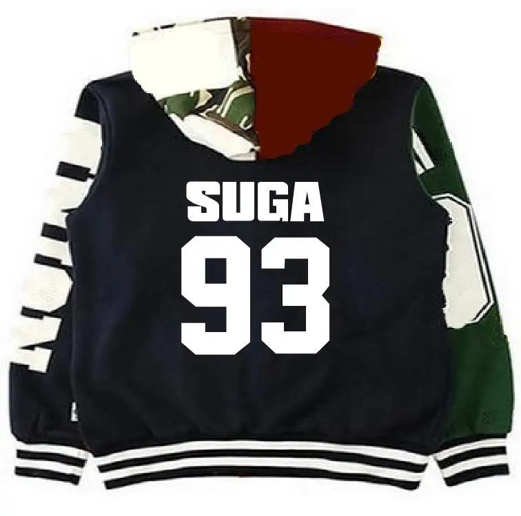 Kpop JIN SUGA осенне-зимняя бейсбольная форма для концертов хлопковая толстовка с