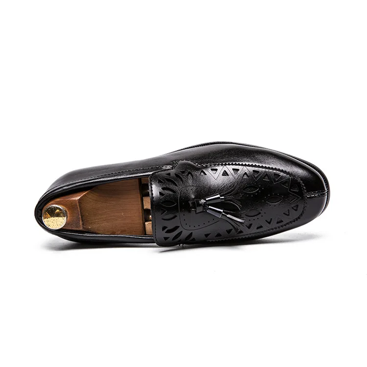 Genuine Leather Men Shoes British Style Pointed Toe Man Shoe Hollow Out Brogue Oxford For Tassel Formal Business Flats | Обувь